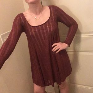 Crimson Babydoll Longsleeve Dress